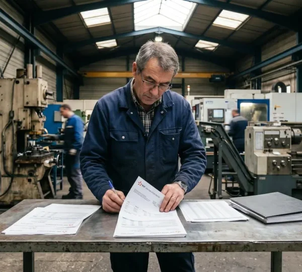 Responsable d'un site industriel qui analyse sa facture d'électricité face à des équipements de production en activité